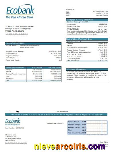 Ghana Ecobank bank mortgage statement